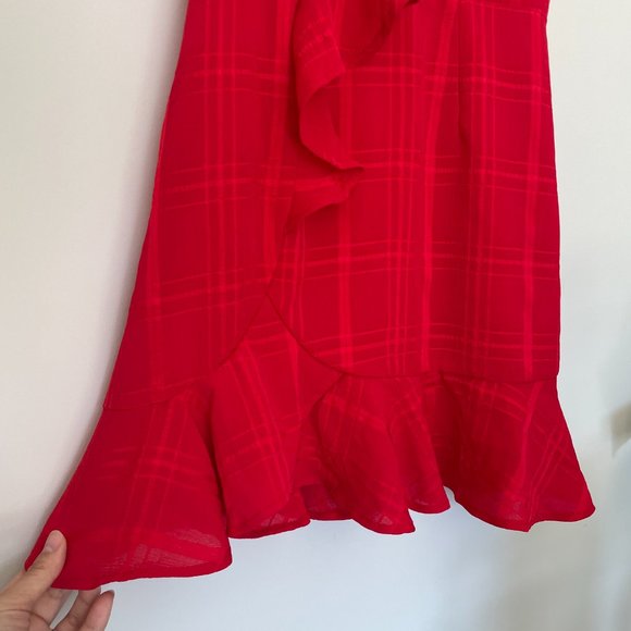 Ruffle Chiffon holiday Mini Red Dress Size XS - Picture 5 of 8